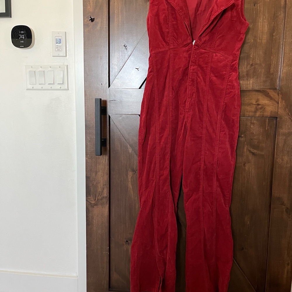 Free People Bold Red Jumpsuit